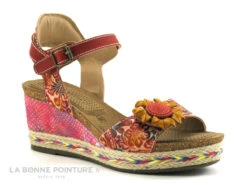 Laura Vita FACYO 06 Rouge - Fleur - Nu-pieds Compense