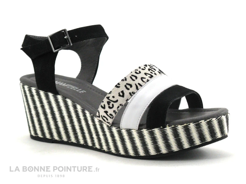 MamZelle PISTO Compo Leo Blanc Noir - Sandale - Talon Rayures 3 MamZelle PISTO Compo Leo Blanc Noir - Sandale - Talon Rayures