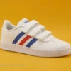Adidas VL COURT 2-0 Blanc Bleu Rouge - Basket Basse Enfant