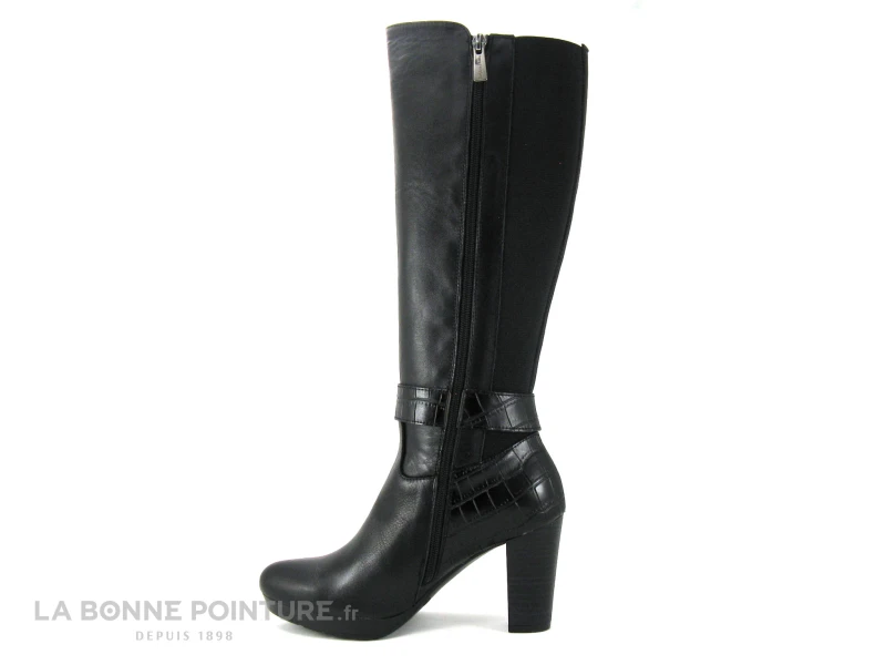 Patricia Miller 5179 - Botte Cuir Noir - Croco - Strech - Talon Haut 5 Patricia Miller 5179 - Botte Cuir Noir - Croco - Strech - Talon Haut – Image 3