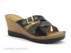 Lisa Bendi LB2496 Noir - Gris Serpent - Mule Compensée