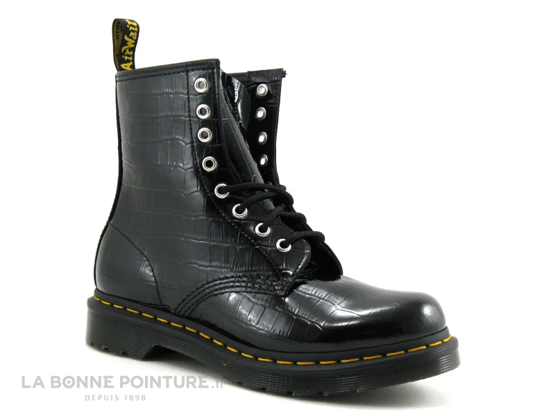 Dr. Martens Dr Martens 1460 Black Patent Croco - 26262001 - Boots Noir Verni 7 Dr. Martens Dr Martens 1460 Black Patent Croco - 26262001 - Boots Noir Verni – Image 5