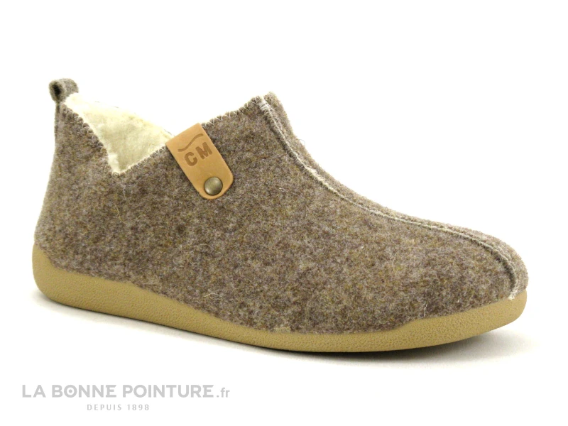 CM Confort Mono Tweed Beige - 20117 - Chausson Femme Fourre Laine 3 CM Confort Mono Tweed Beige - 20117 - Chausson Femme Fourre Laine