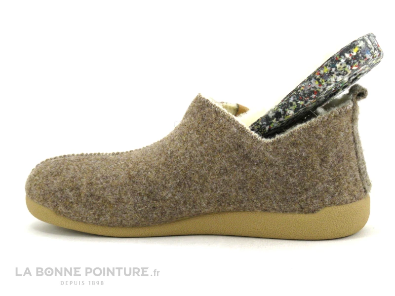 CM Confort Mono Tweed Beige - 20117 - Chausson Femme Fourre Laine 4 CM Confort Mono Tweed Beige - 20117 - Chausson Femme Fourre Laine – Image 2
