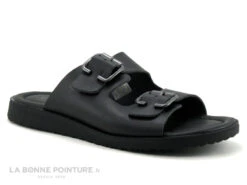 Morans POLARO Noir - Mule Homme Cuir Noir Avec Brides Reglables