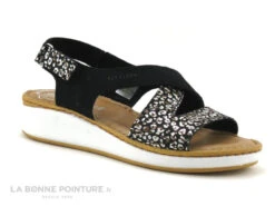 Fly Flot FOZO - Noir Marron Blanc Argent - Sandale Confort Femme