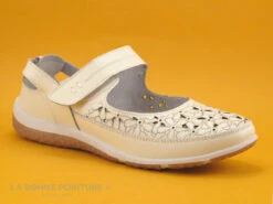 Enza Nucci LS4615 Blanc - Fleurs - Ballerine A Velcro Femme