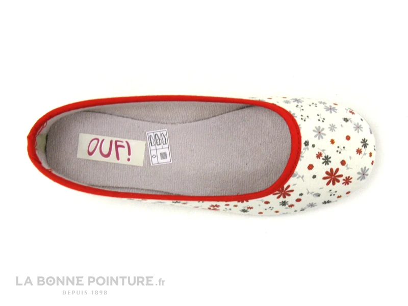 Ouf BESCO Rouge - Ecru Fleuri - Pantoufle Ballerine Femme 5 Ouf BESCO Rouge - Ecru Fleuri - Pantoufle Ballerine Femme – Image 3