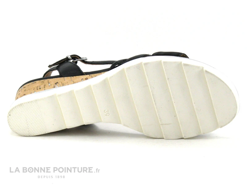 Marco Tozzi Premio 2-28724-28 - Nu-pieds Cuir Noir -Talon Compense 9 Marco Tozzi Premio 2-28724-28 - Nu-pieds Cuir Noir -Talon Compense – Image 7