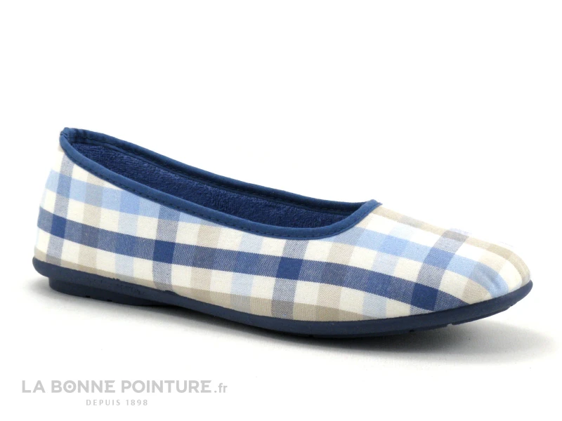 RYB 2260171 Bleu Carreaux - Pantoufle Ballerine Souple - Femme 3 RYB 2260171 Bleu Carreaux - Pantoufle Ballerine Souple - Femme