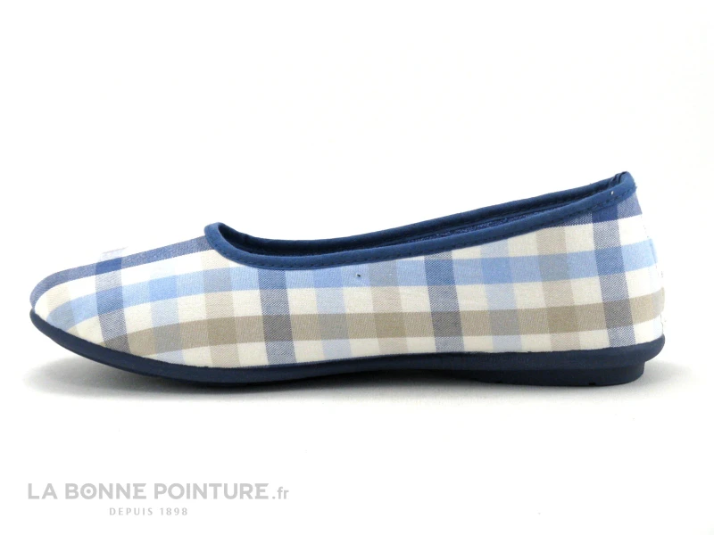 RYB 2260171 Bleu Carreaux - Pantoufle Ballerine Souple - Femme 4 RYB 2260171 Bleu Carreaux - Pantoufle Ballerine Souple - Femme – Image 2
