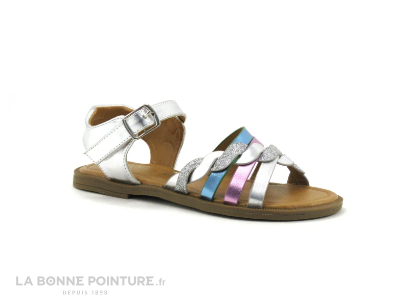 3 Pommes VINNIE Argent Rose Bleu - Sandale Fille 3 3 Pommes VINNIE Argent Rose Bleu - Sandale Fille
